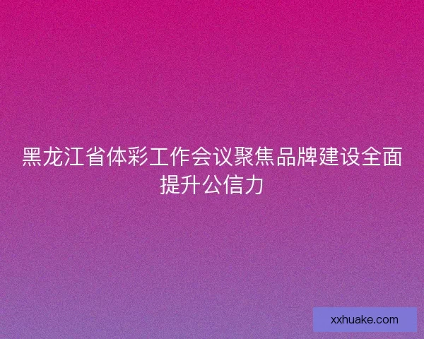 黑龙江省体彩工作会议聚焦品牌建设全面提升公信力